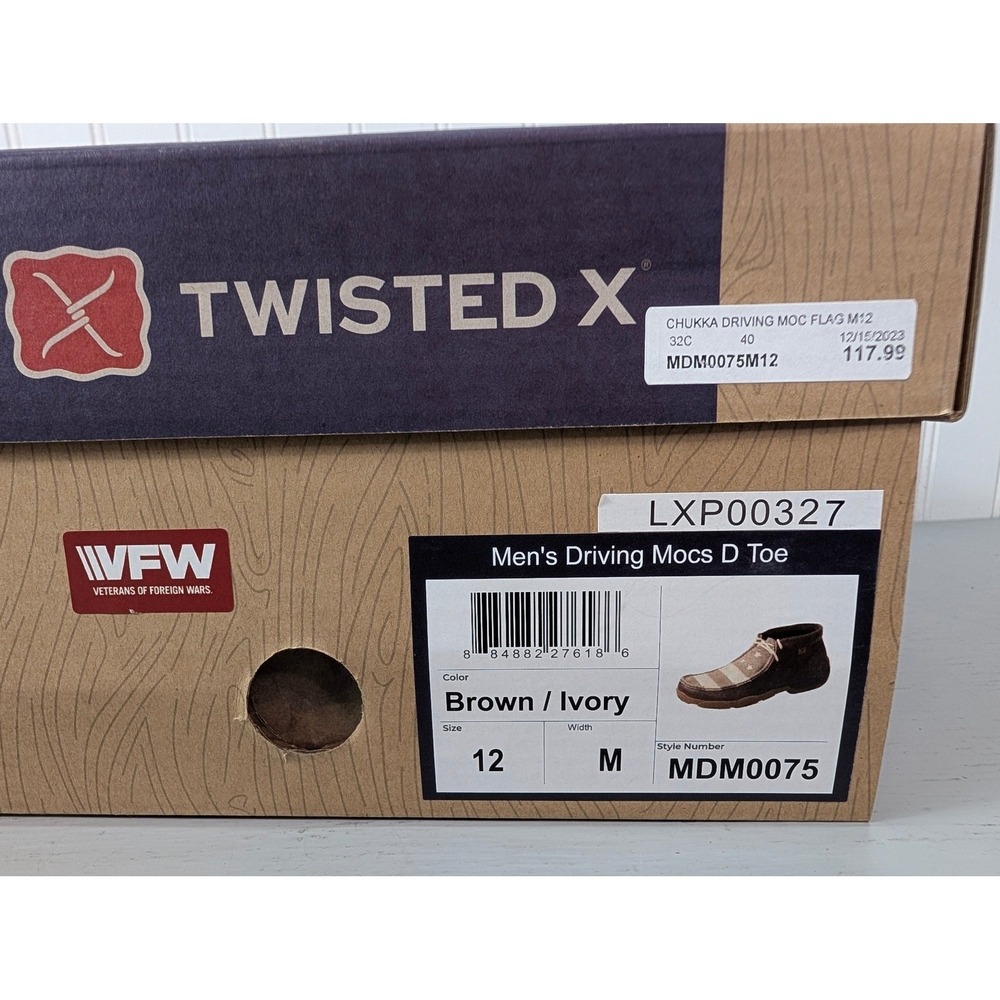 Twisted Mens Chukka Driving Moc MDM0075 Brown/Ivory USA Flag Casual Size 12M NOB - Picture 2 of 12